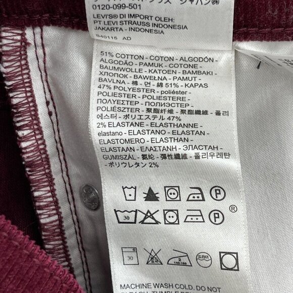 Levi's Premium Wedgie Straight Corduroy Raw Hem Crop Button Fly Jeans - Picture 11 of 16